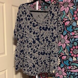 Disney Women's Gray and Blue Mickey Mouse Tee